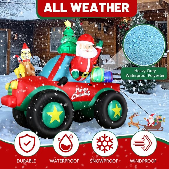 🆕8FT Christmas Inflatable Truck with Built-in LED Lights Outdoor Decoration - Picture 8 of 10